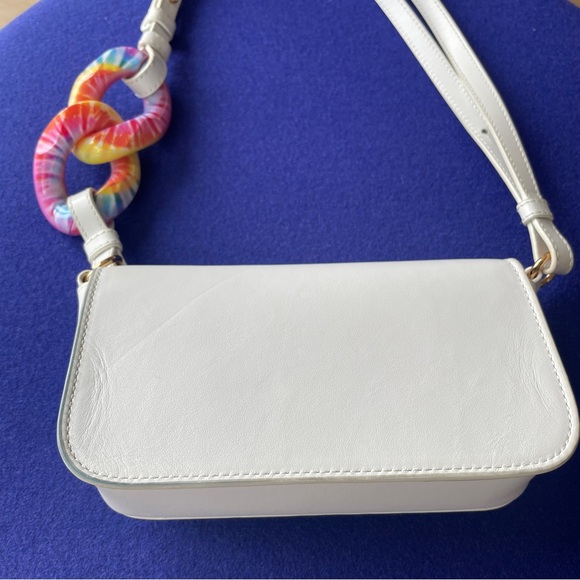 JW Anderson Women's White Leather Tie dye Chain Anchor Crossbody Purse Bag - Picture 8 of 12